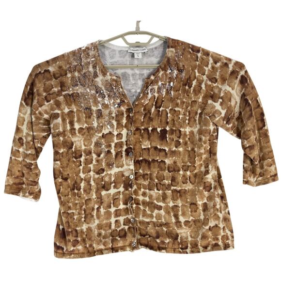 Coldwater Creek Sweater Cardigan Womens Size XL Brown Cotton Modal Blend PILLING - Picture 2 of 9